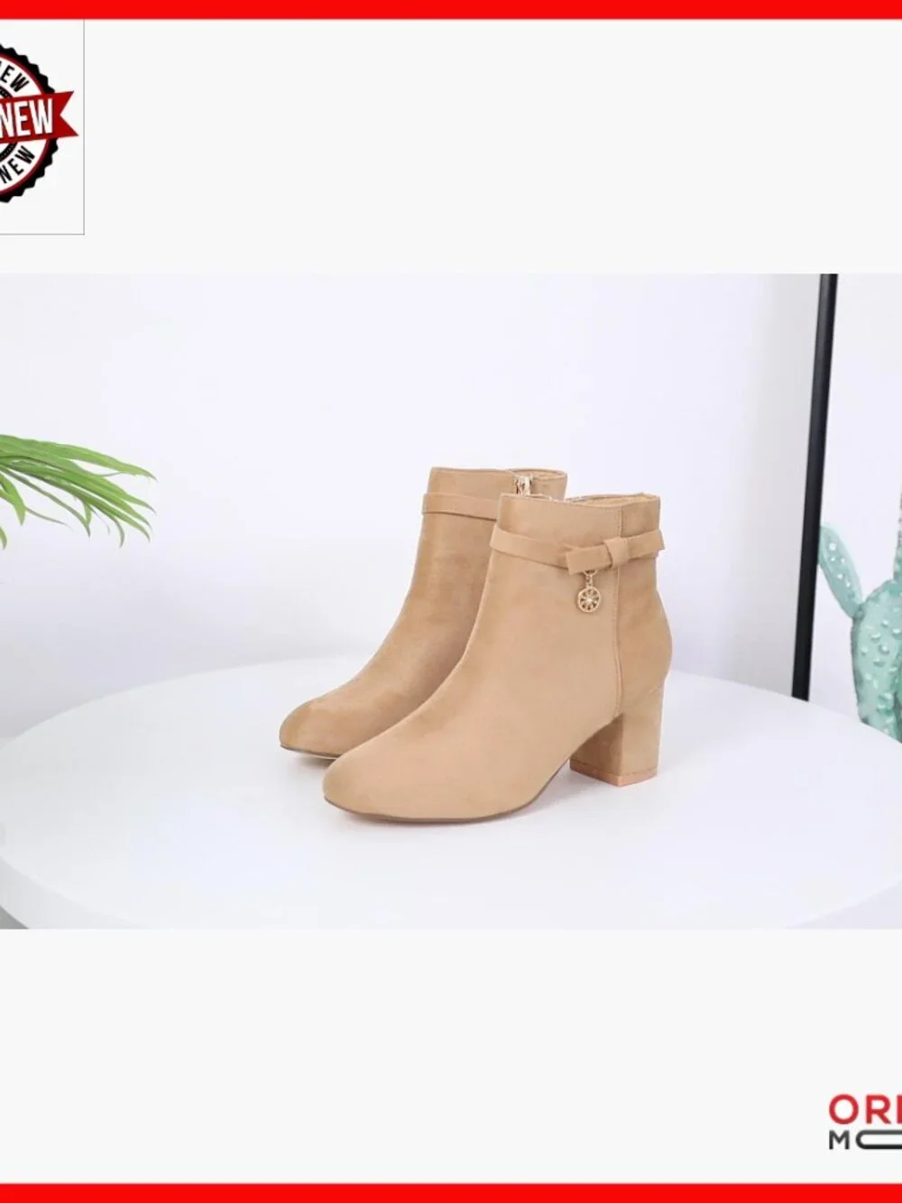 Chunky Block Heel Ankle Boots with Side Zipper Vintage Tie Knot Booties